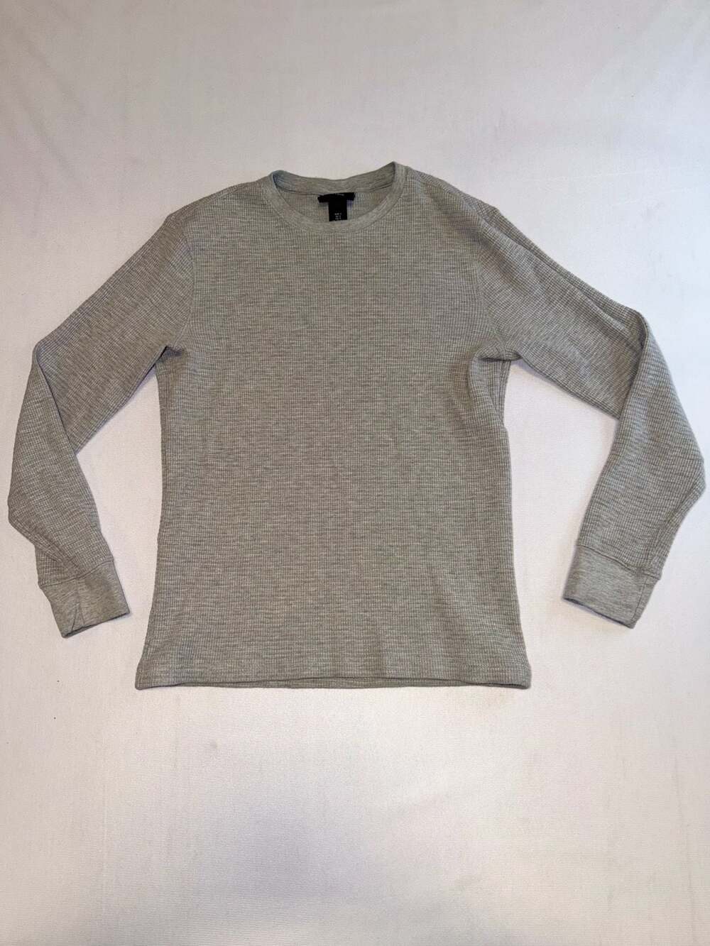 H&M Slim Fit Grey Waffle Knit Long Sleeve Thermal Shirt Size S